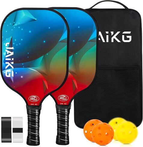 Pickleball Paddles Set of 2, Fiberglass Pickleball Paddles with 4 Pickleball Balls, 1 Carry Bag Lightweight Pickle Ball Rackets in Saudi Arabia