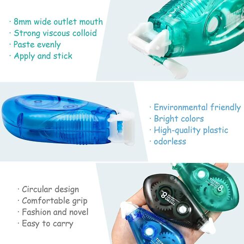 Double Sided Adhesive Glue Runner, Dot Tape Runner Roller, Permanent Adhesive Dispenser, Dots Roller Applicator,0.31-Inch by 315-Inch (12 Pack,Black) in Saudi Arabia