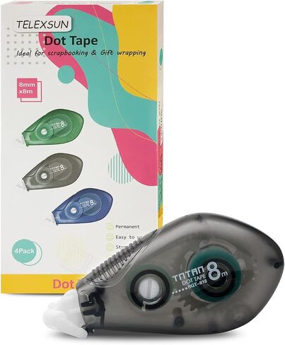Double Sided Adhesive Glue Runner, Dot Tape Runner Roller, Permanent Adhesive Dispenser, Dots Roller Applicator,0.31-Inch by 315-Inch (12 Pack,Black) in Saudi Arabia