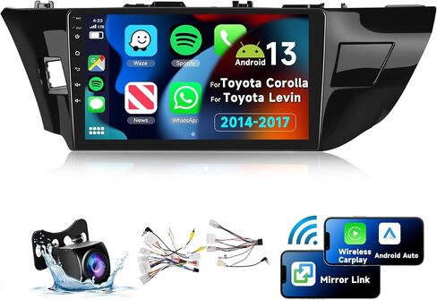 ستيريو سيارة Android 13 لسيارة Toyota Corolla/Toyota Levin 2014-2017 مع Carplay اللاسلكي Android Auto، راديو سيارة بشاشة تعمل باللمس 10.1 بوصة، GPS/WiFi/Bluetooth/FM/HiFi Audio/SWC/كاميرا احتياطية in Saudi Arabia