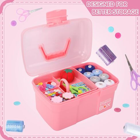 TERGOO 11in Multipurpose Storage Box Organizer with Removable Tray, Plastic Small Storage Box with Handle, Portable Art Craft Organizer Case for Makeup, Sewing, Nail, Hair Accessories (Blue) in Kuwait