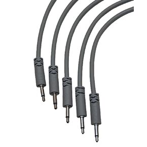 Luigis Modular Supply Spaghetti Eurorack Patch Cables - Package of 5 Light Gray Cables, 6 (15 cm)