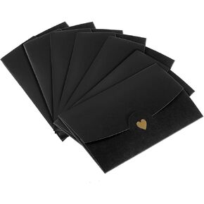PATIKIL Mini Envelopes, 12 Pack Small Gift Card Holders Retro Gold Heart Business Invitation Envelopes for Wedding Birthday, Black