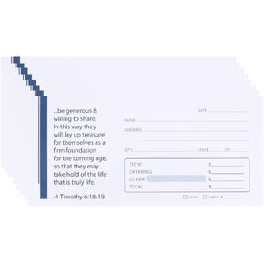 Church Offering Envelopes - Cash Envelopes For Tithes And Offering - Offering Envelope - Pack of 100 - Swanson Christian Products (1 TIMOTHY 6:18-19, 100, Pack) in Saudi Arabia