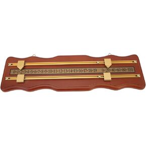 2 Track Billiard Game Scorer, Medium Density Fiberboard and Metal Wavy Brown Medium Density Fiberboard Billiard Score Board Supplied with Screws for Home Club