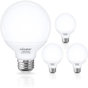 G25 LED Globe Light Bulbs, Comzler 80 Watt Equivalent 5000K Daylight Vanity Light Bulb, 900LM LED Bathroom Light Bulbs, E26 Medium Screw Base, Non-dimmable, Pack of 4
