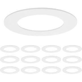 Maxxima 12 Pack 4 in. Goof Rings for Recessed Lights, Can or Canless Lighting Round Downlight Trim Ring, Outer Diameter 6.7" Inner Diameter 4.25", Durable Plastic Design, White Extended Trim