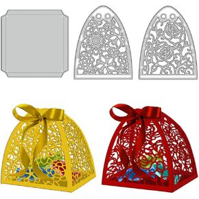 GLOBLELAND Flowers Candy Boxes Metal Die Cuts 3D Candy Boxes Cut Dies Metal Stencils Metal Cutting Dies for Card Making Embossing Tool Stencil Scrapbooking DIY Craft Album Paper Card Decor