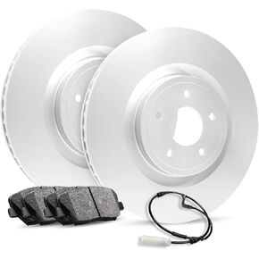 R1 Concepts Rear Brakes and Rotors Kit |Rear Brake Pads| Brake Rotors and Pads| Ceramic Brake Pads and Rotors |Hardware and Sensor Kit |fits 2011-2018 Audi A6, A6 Quattro, A8 Quattro, S6, S7, S8