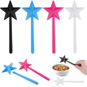 4 Piece Star Salt and Pepper Shaker, 3 Hole Magic Salt and Pepper Dispenser, Salt and Pepper Stick Shaker, Cute and Fun Pentagram Salt Spreading Tool, Removable and Refillable Kitchen Accessories