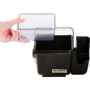 San Jamar BD2002CAR Mini Dome Garnish Center with Chillable Tray and Right Hand Caddy (1-Quart, Black, NSF)