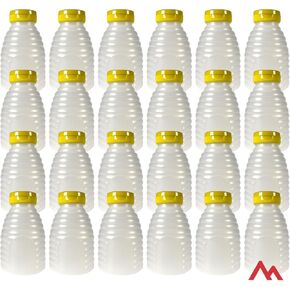 Pinnacle Mercantile Refillable HDPE Plastic Honey Bottles - Easy Squeeze, leak-proof, BPA-Free, and Made in USA 8oz pack of 24