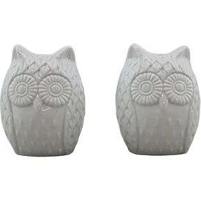 Retro Style Owl Shape Salt & Pepper Shaker Set Kitchen Dining Room Décor White Color Boxed Gift Set Cute Design