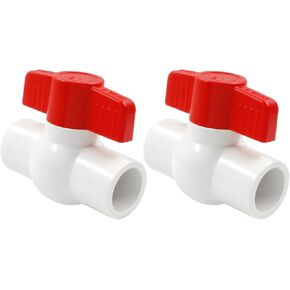 2 PCS 3/4 inch PVC Ball Valve Slip - Compact T-Handle Water Shut-Off Valves - Ideal for Aquariums, Swimming Pool Equipment, Irrigation, Water Treatment