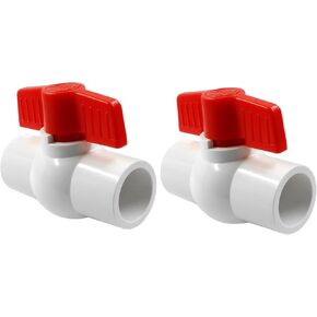 2 PCS 3/4 inch PVC Ball Valve Slip - Compact T-Handle Water Shut-Off Valves - Ideal for Aquariums, Swimming Pool Equipment, Irrigation, Water Treatment in Kuwait