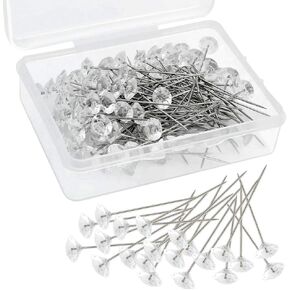 300 pcs Flower Pins Corsages Pins Head Pins Wedding Bouquet Pins Crystal Pins Floral Bouquet Pins Clear Tongcloud (Transparent, 2'')