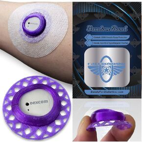 Flexible Guard Sensor Shield for Dexcom G7 Cgm Transmitter + 2 Adhesive Overlay Cover Patches (Blue)