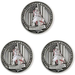Full Armor of God Coins Pack, Bulk Set of 10 Religious Challenge Coins for Bible Study & Small Groups, Templar Knight in Gods Armour, Motivational Commemorative Coin, Inspirational Bible Verse Token