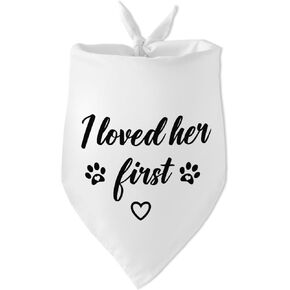 I Loved Her First Dog Bandana Wedding Engagement Dog Bandana Bridal Shower Gift Engagement Wedding Announcement Photo Prop Accessories for Dog Lovers Owner Gift