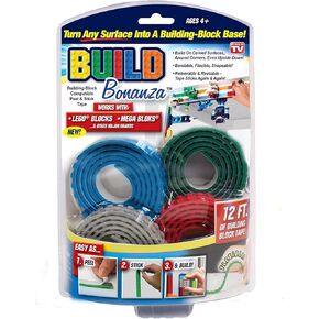BZ2M1-MC12/6 Self Adhesive Tape Works Building Block Tape, Blue/Red/Grey/Green, N/A