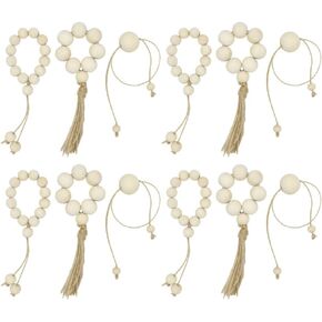 BESPORTBLE Wood Bead Napkin Rings Rustic Napkin Holder Farmhouse Beads Beads Ornaments Home Decor 12pcs