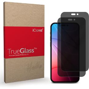 iCarez Matte Privacy Tempered Glass Screen Protector for iPhone 14 Pro 6.1-Inches 2022 [2-Pack] Tray Installation (Case Friendly) Easy Apply Anti Spy