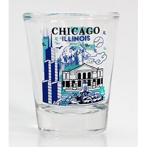 Chicago Illinois Landmarks and Attractions Collage Shot Glass