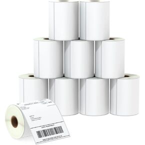 BETCKEY - 4" x 6" (102 mm x 152 mm) Shipping Labels Compatible with Zebra & Rollo Label Printer(not for dymo 4XL), Premium Adhesive & Perforated [10 Rolls, 2500 Labels]