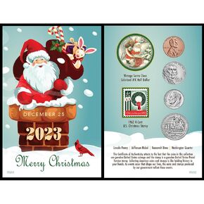 American Coin Treasures 2023 Santa Coin Collectible Greeting Card