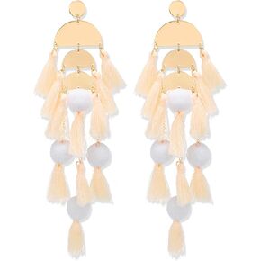 Long Tassel Earrings for Women - Colorful Large Statement Earrings Bohemian Earrings Hawaiian Summer Beach Jewelry for Women Teen Girls