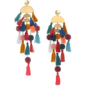 Long Tassel Earrings for Women - Colorful Large Statement Earrings Bohemian Earrings Hawaiian Summer Beach Jewelry for Women Teen Girls