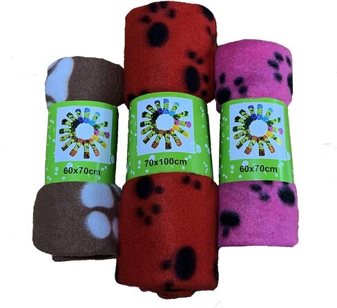 Pet Blanket Fleece for Cat & Dog Sleep Mat Bed Cover with Paw Print,Soft Warm Blanket for Hamster Puppy and Other Animals (3Pcs Red+Pink+Brown) in Saudi Arabia