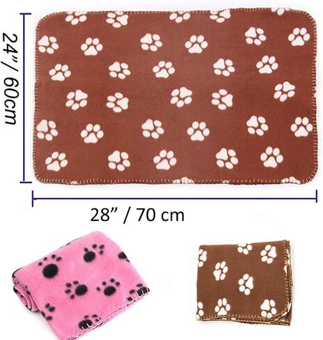 Pet Blanket Fleece for Cat & Dog Sleep Mat Bed Cover with Paw Print,Soft Warm Blanket for Hamster Puppy and Other Animals (3Pcs Red+Pink+Brown) in Saudi Arabia
