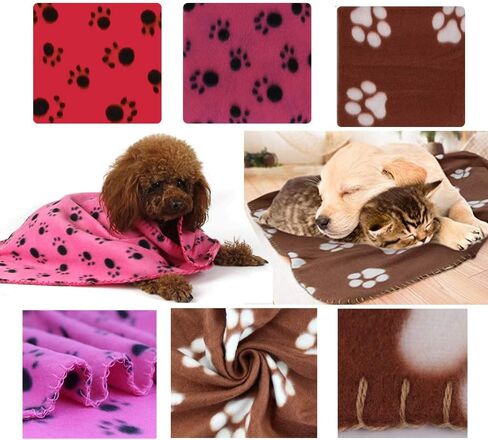Pet Blanket Fleece for Cat & Dog Sleep Mat Bed Cover with Paw Print,Soft Warm Blanket for Hamster Puppy and Other Animals (3Pcs Red+Pink+Brown) in Saudi Arabia