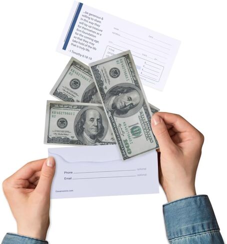 Church Offering Envelopes - Cash Envelopes For Tithes And Offering - Offering Envelope - Pack of 100 - Swanson Christian Products (1 TIMOTHY 6:18-19, 100, Pack) in Saudi Arabia