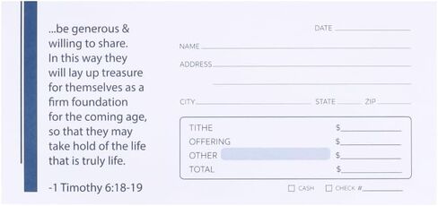 Church Offering Envelopes - Cash Envelopes For Tithes And Offering - Offering Envelope - Pack of 100 - Swanson Christian Products (1 TIMOTHY 6:18-19, 100, Pack) in Saudi Arabia