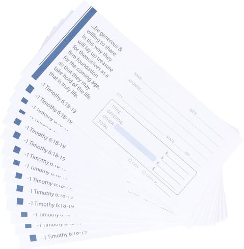 Church Offering Envelopes - Cash Envelopes For Tithes And Offering - Offering Envelope - Pack of 100 - Swanson Christian Products (1 TIMOTHY 6:18-19, 100, Pack) in Saudi Arabia