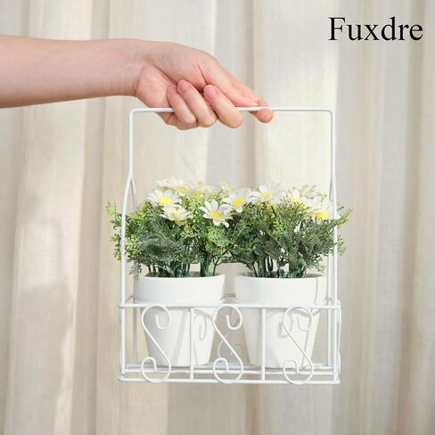 Artificial Flowers Fake Plants in Ceramic Pot with Metal Box Cradle Display Set for Home Bathroom Living Room Table Centerpiece Decor Indoor in Saudi Arabia