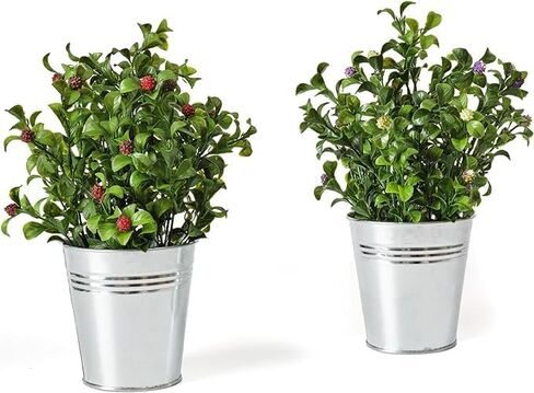 Artificial Flowers Fake Plants in Ceramic Pot with Metal Box Cradle Display Set for Home Bathroom Living Room Table Centerpiece Decor Indoor in Saudi Arabia