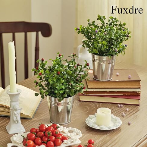 Artificial Flowers Fake Plants in Ceramic Pot with Metal Box Cradle Display Set for Home Bathroom Living Room Table Centerpiece Decor Indoor in Saudi Arabia
