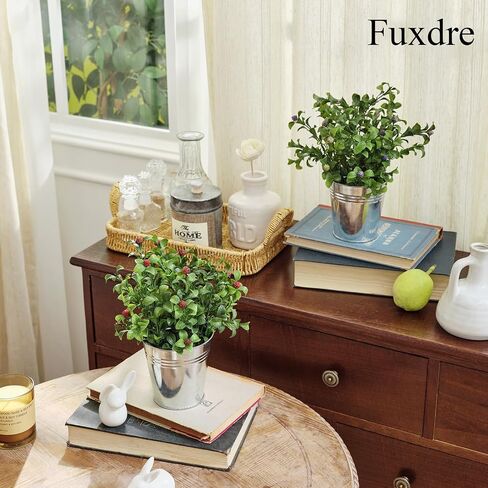 Artificial Flowers Fake Plants in Ceramic Pot with Metal Box Cradle Display Set for Home Bathroom Living Room Table Centerpiece Decor Indoor in Saudi Arabia