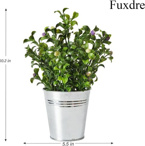 Artificial Flowers Fake Plants in Ceramic Pot with Metal Box Cradle Display Set for Home Bathroom Living Room Table Centerpiece Decor Indoor in Saudi Arabia