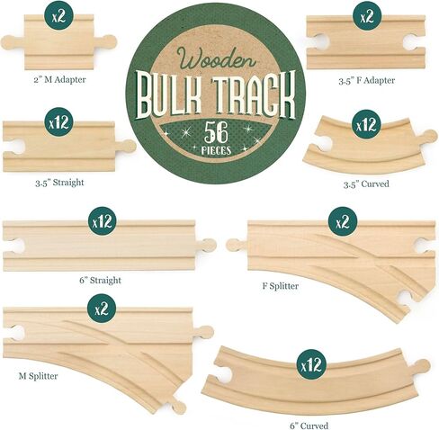 Conductor Carl Wooden Train Track Set, 42 Pieces - Solid Wood Wooden Train Track Accessories Compatible with Most Major Toy Train Brands - Single Piece, Interlocking Wooden Train Tracks in Kuwait