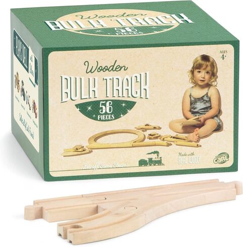 Conductor Carl Wooden Train Track Set, 42 Pieces - Solid Wood Wooden Train Track Accessories Compatible with Most Major Toy Train Brands - Single Piece, Interlocking Wooden Train Tracks in Kuwait