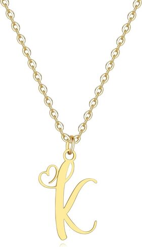 Initial Necklace For Women Girls 14K Gold Plated Heart Letter Pendant Monogram Pendant Dainty Everyday Jewelry Cute Letter Name Choker Personalized Letter Necklaces Gifts for Women-Letter A in Saudi Arabia