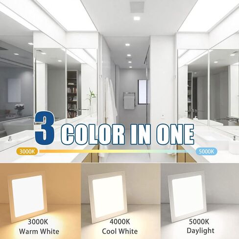 3 Inch Led Recessed Light, 3000K/ 4000K/ 5000K 3 Color Selectable, 6W=45W 450Lm Ultra-Thin Dimmable Downlight Led Wafer Ceiling Light with Junction Box - ETL and Energy Star Certified(6 Pack) in Saudi Arabia