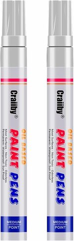 Black Paint Markers, 2 Pack Oil-Based Waterproof Quick Dry Permanent Paint Pen Set for Rocks Painting, Wood, Fabric, Plastic, Canvas, Glass, Mugs, Metal, Tire, Stone, DIY Craft in Kuwait