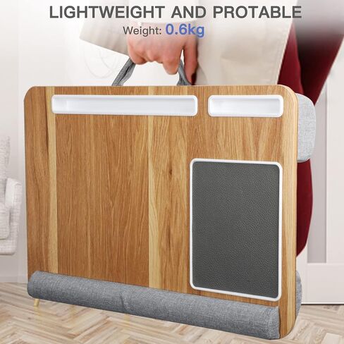 Totnz Lap Desk, Home Office Laptop Desk Fits up to 17 inches Laptop with Mouse Pad, Wrist Pad, Tablet, Pen & Phone Holder, Laptop Stand for Reading, Writing and Working, Wood Grain (TZLD3) in Saudi Arabia