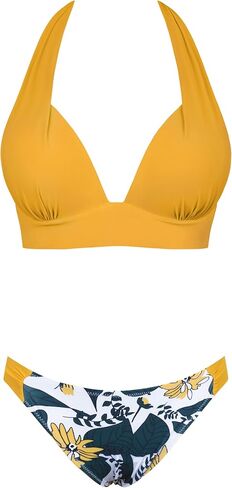 coastal rose Women's Two Piece Bathing Suits Deep V Push Up Bikini Set Sexy Halter Low Rise Bikini Swimsuit in Saudi Arabia
