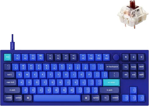 Keychron Q3 إصدار مقبض التبديل السلكي RGB ذو الإضاءة الخلفية باللون البني - الأزرق الداكن - A in Kuwait